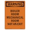 Signmission OSHA Warning Sign, 18" Height, Rigid Plastic, Boiler Room Mechanical Room Not An Exit, Portrait OS-WS-P-1218-V-12997 - alternate 1